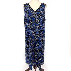 Tommy Bahama Blue Floral V-Neck Sleeveless XL Shift Dress